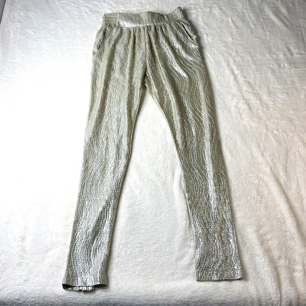 Knot Sisters Metallic Straight Joggers Pants High Trousers Streetwear size S